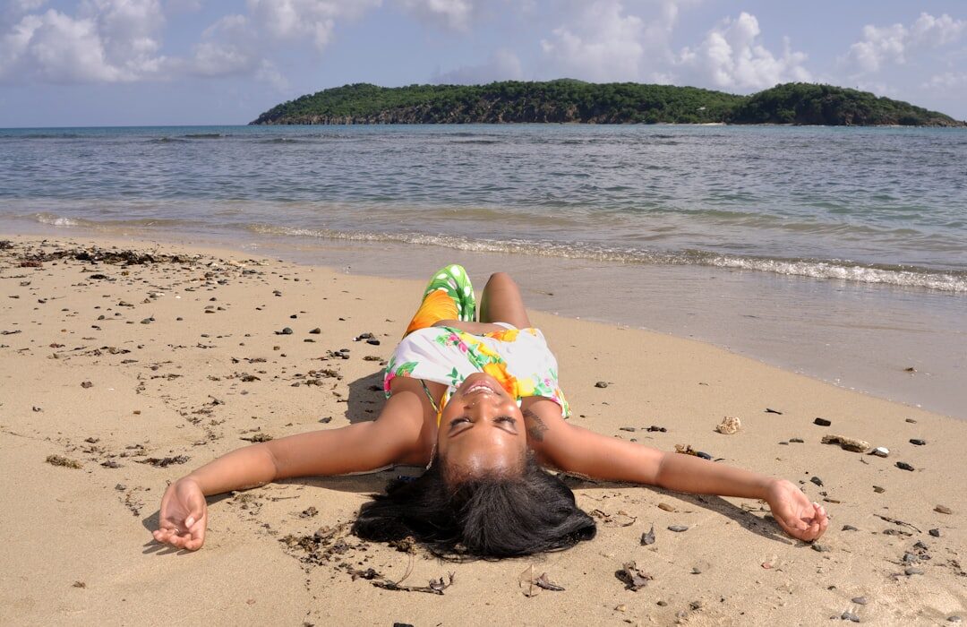 famous singer on tropical beach