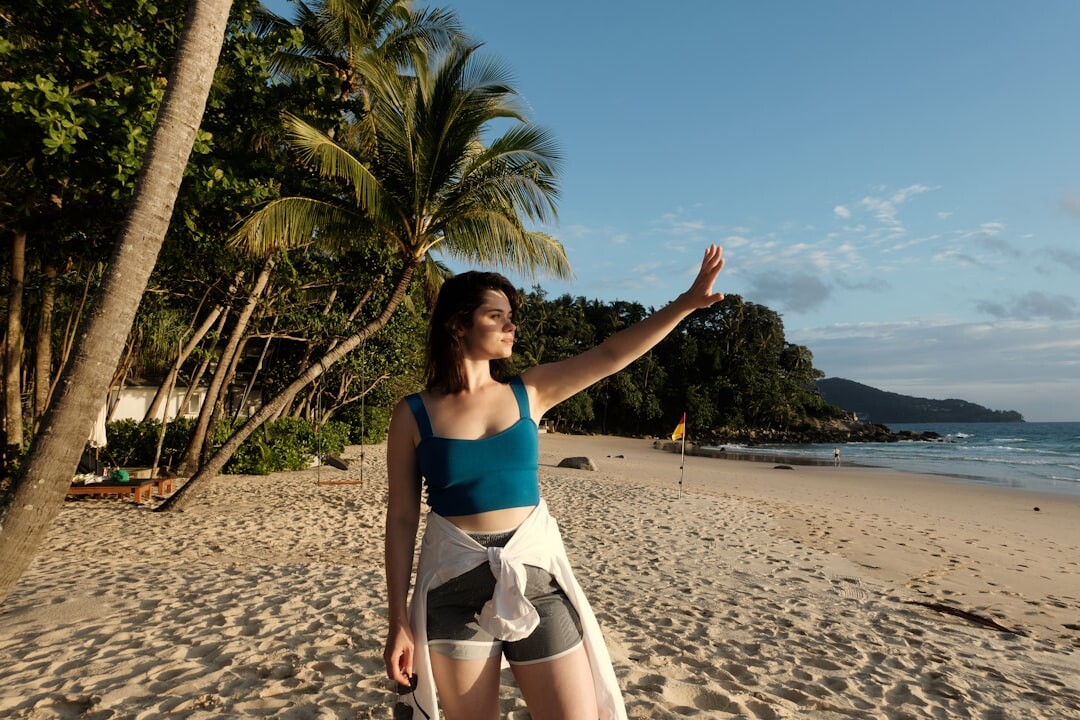 famous singer on tropical beach